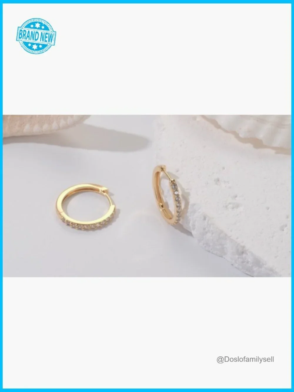 14K Gold Hoop Earrings with Cubic Zirconia Elegant Stackable Sizes 12-25mm